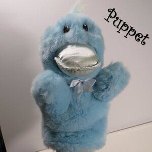vintage 80s blue duck puppet with satin fabric bill Commonwealth RARE